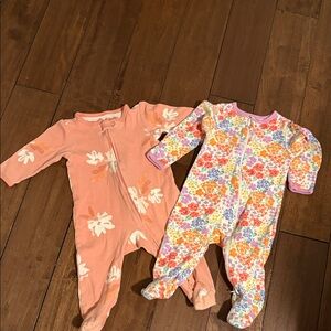Carter's Floral and Peach Kids Footies Bundle
